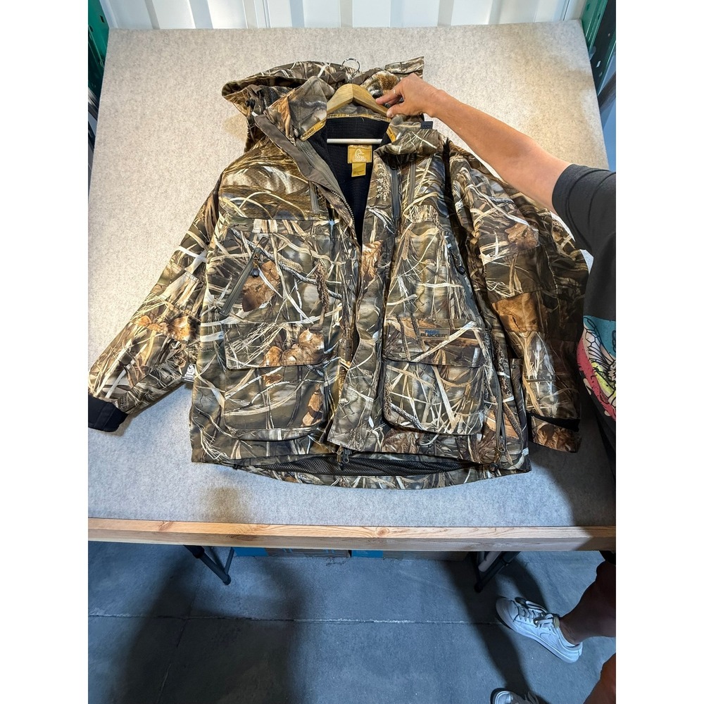 Whitewater Ducks Unlimited Rain Blocker Camo Hunting Jacket Mens XL Marsh Camo